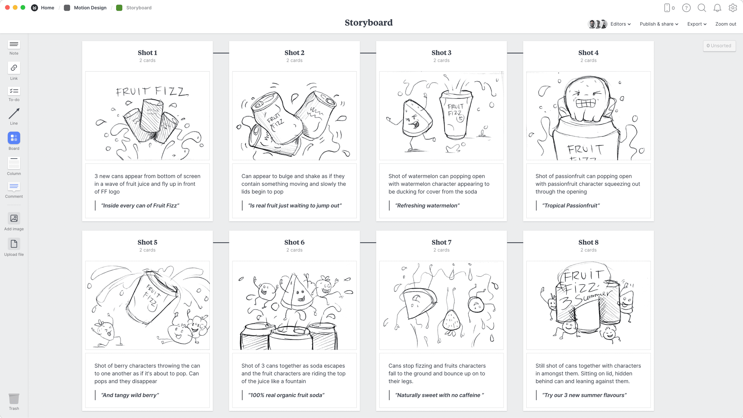 Motion design storyboard hero